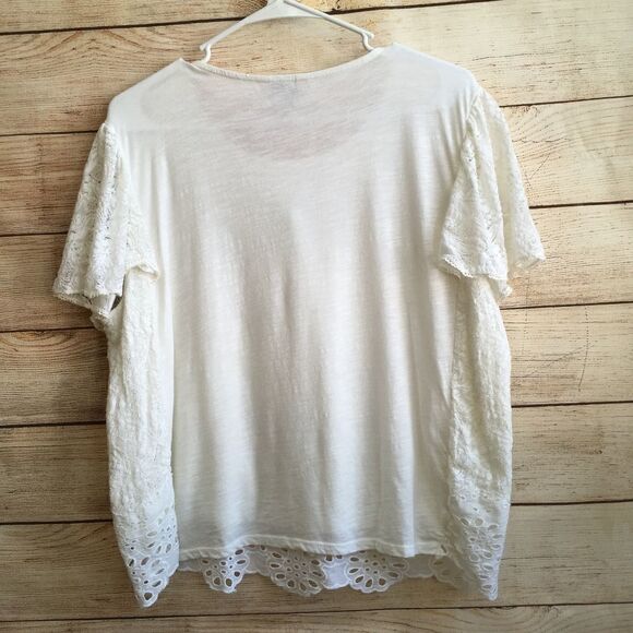 LUCKY BRAND EYELET TOP IN CREAM - Picture 7 of 7